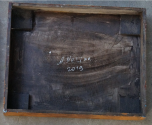 Back side of Vintage Car Art: Handcrafted Painting on Reclaimed Wood Panel
