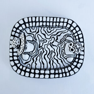 Pool Ladies in Black & White – Concrete Figurine Tray, 5.5 x 5 x 3 in
